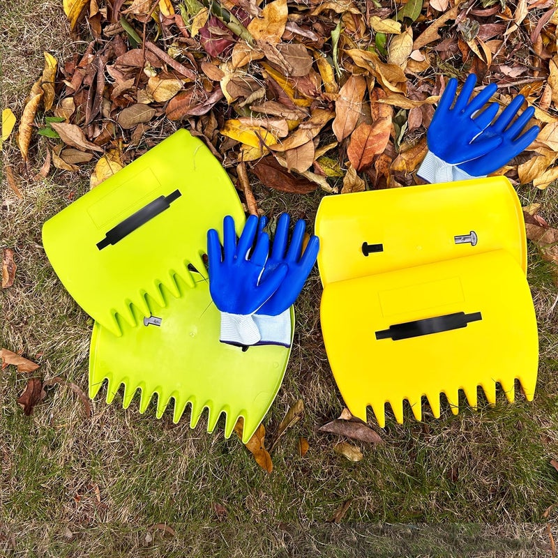 chicarry Leaf Scoops Hand Rakes, Leaf Scoops and Claws with Gloves, Lightweight Plastic Leaf Scoop, Large Leaf Grabbers for Picking Up Leaves, Clippings, Grass(1 Set, Green) - Image 5